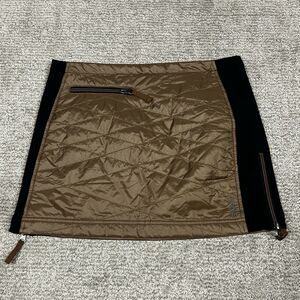 Skhoop Kari Mini Skirt Tan Black Small Nylon Quilted Oeko Tex Puffer Insulated